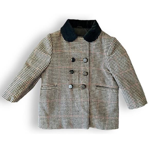 Vintage Fieldston Wool Houndstooth Coat Baby 18-24 Month Jacket Unisex Holiday